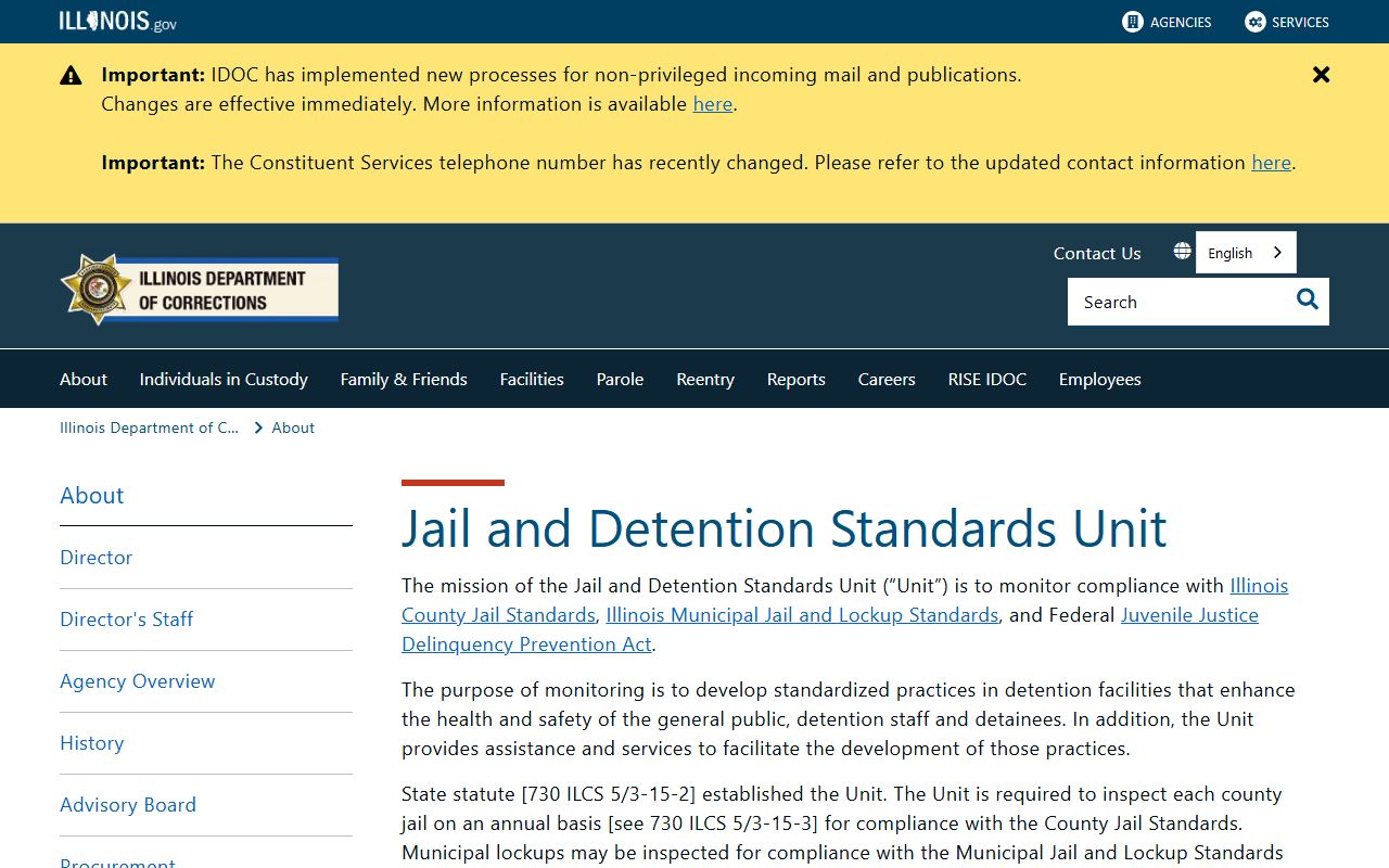 IDOC Jail and Detention Standards Unit that inspected Massac County Jail's Johnson County housing