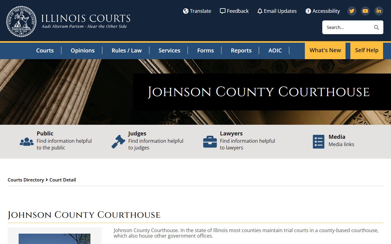 Johnson County Courthouse where court records after an arrest are filed